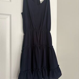 Vici Ruffle Tiered Navy Dress
